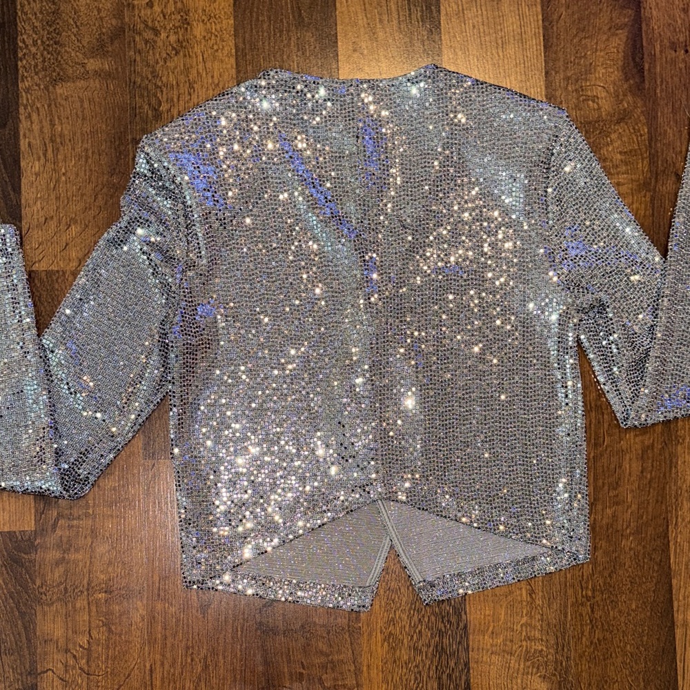 Love Culture Sparkling Silver Sequin Cropped Jacket / Cardigan (small, see ad) - Picture 12 of 14